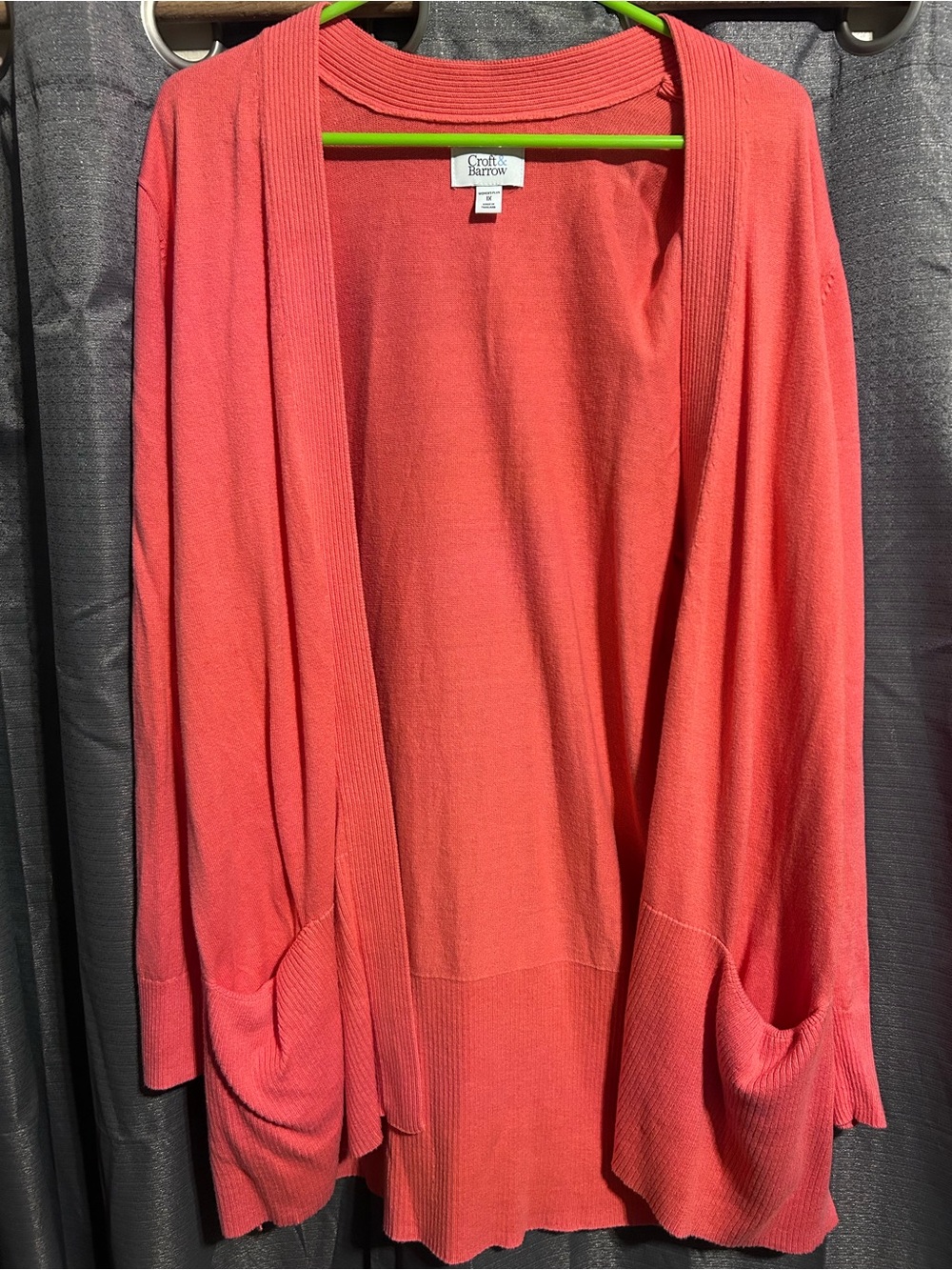 croft & barrow Coral Open-Front Cardigan with Pockets